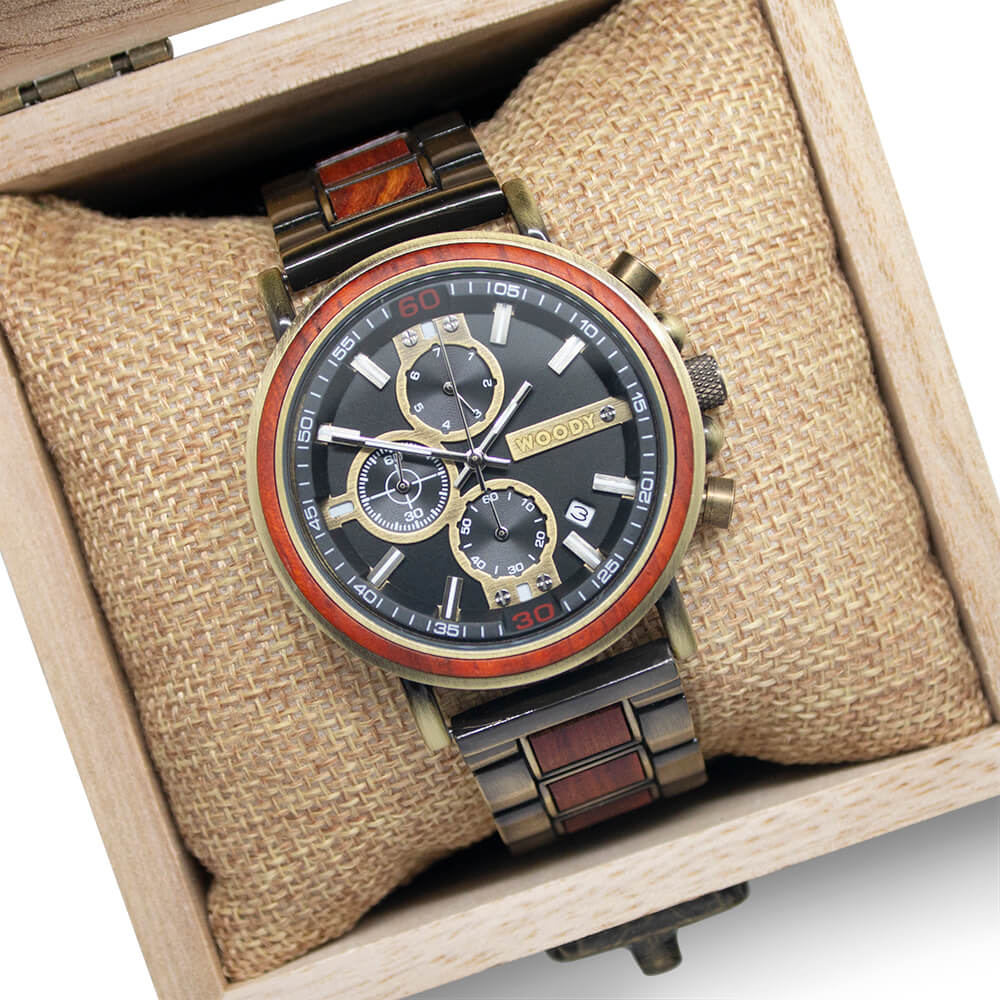 Woodystore.nl stoere houten horloge met unieke box Military Aviator